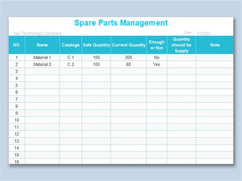 Magic airw parts spreadsheet